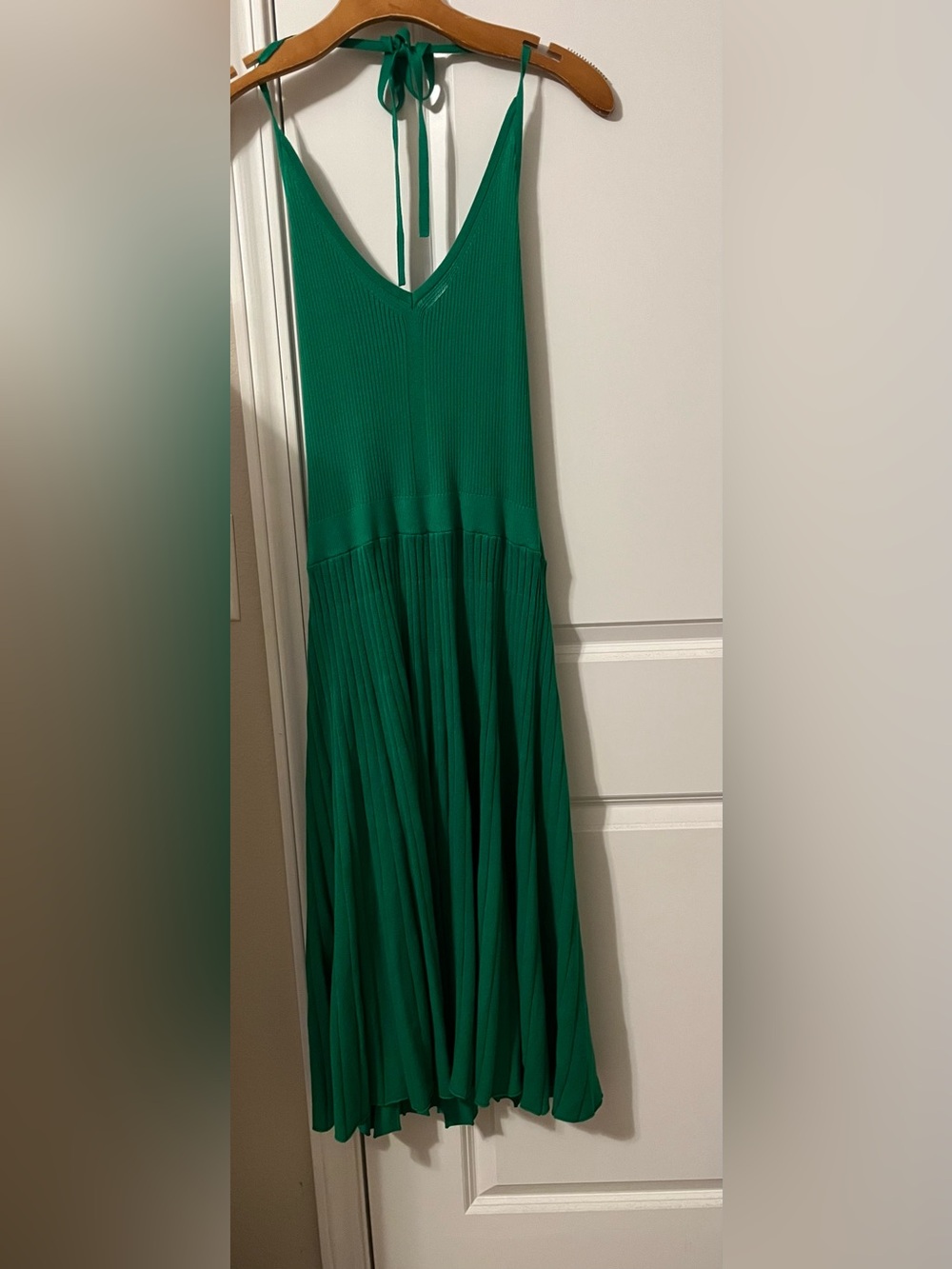 Emerald Green Halter Pleated Maxi Skirt